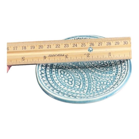 Hand Made Studio Pottery Small Dish Plate Pattern Textured Artist Signed KJ - Picture 3 of 12